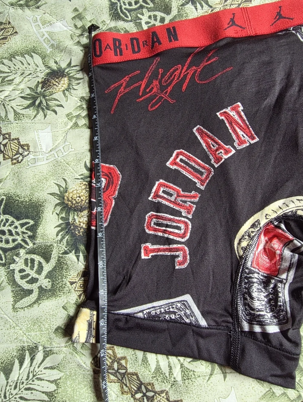 New Jordan Black Boxer Briefs with Red Waistband and Cream Accents Size M